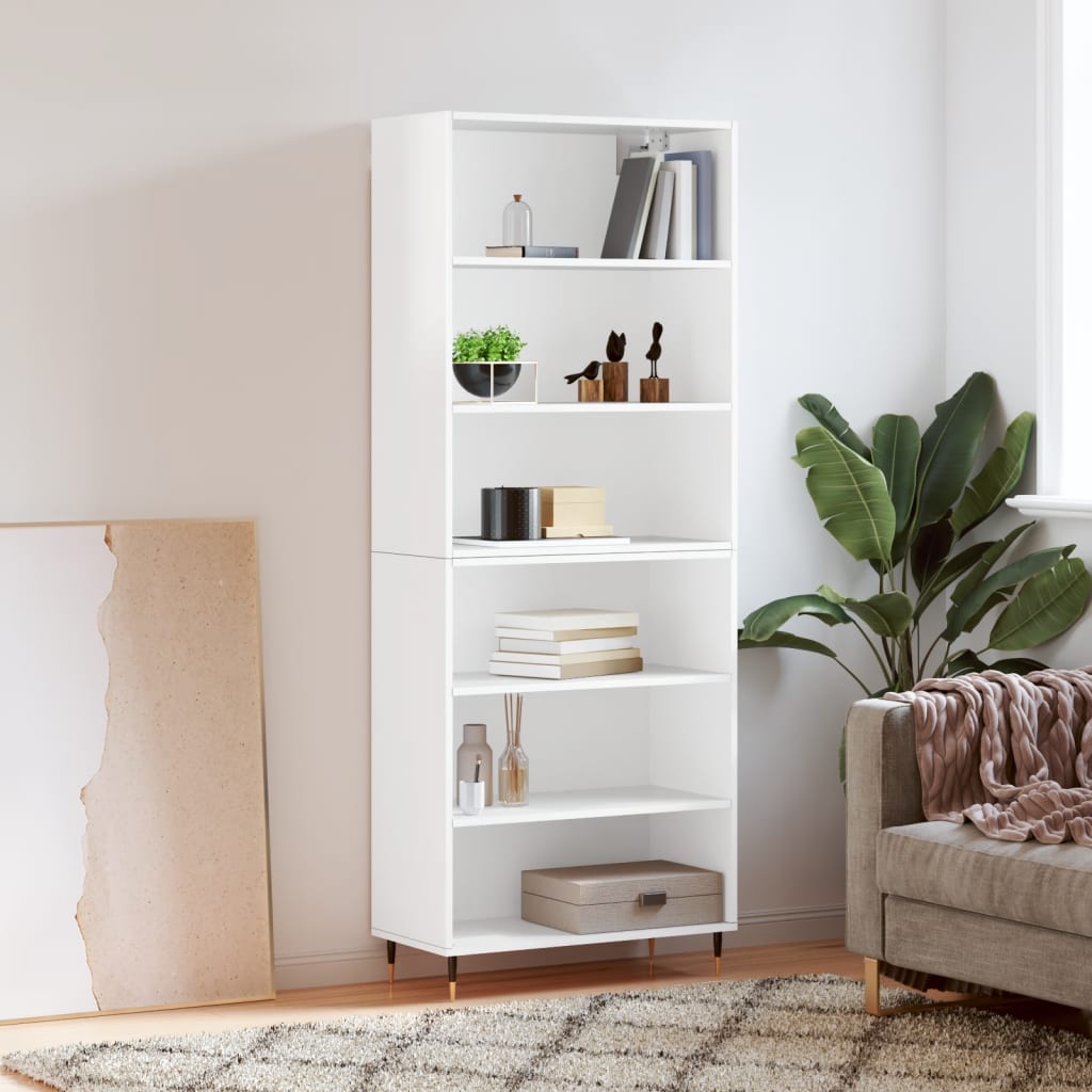 Highboard Hochglanz-Weiß 69,5x32,5x180 cm Holzwerkstoff