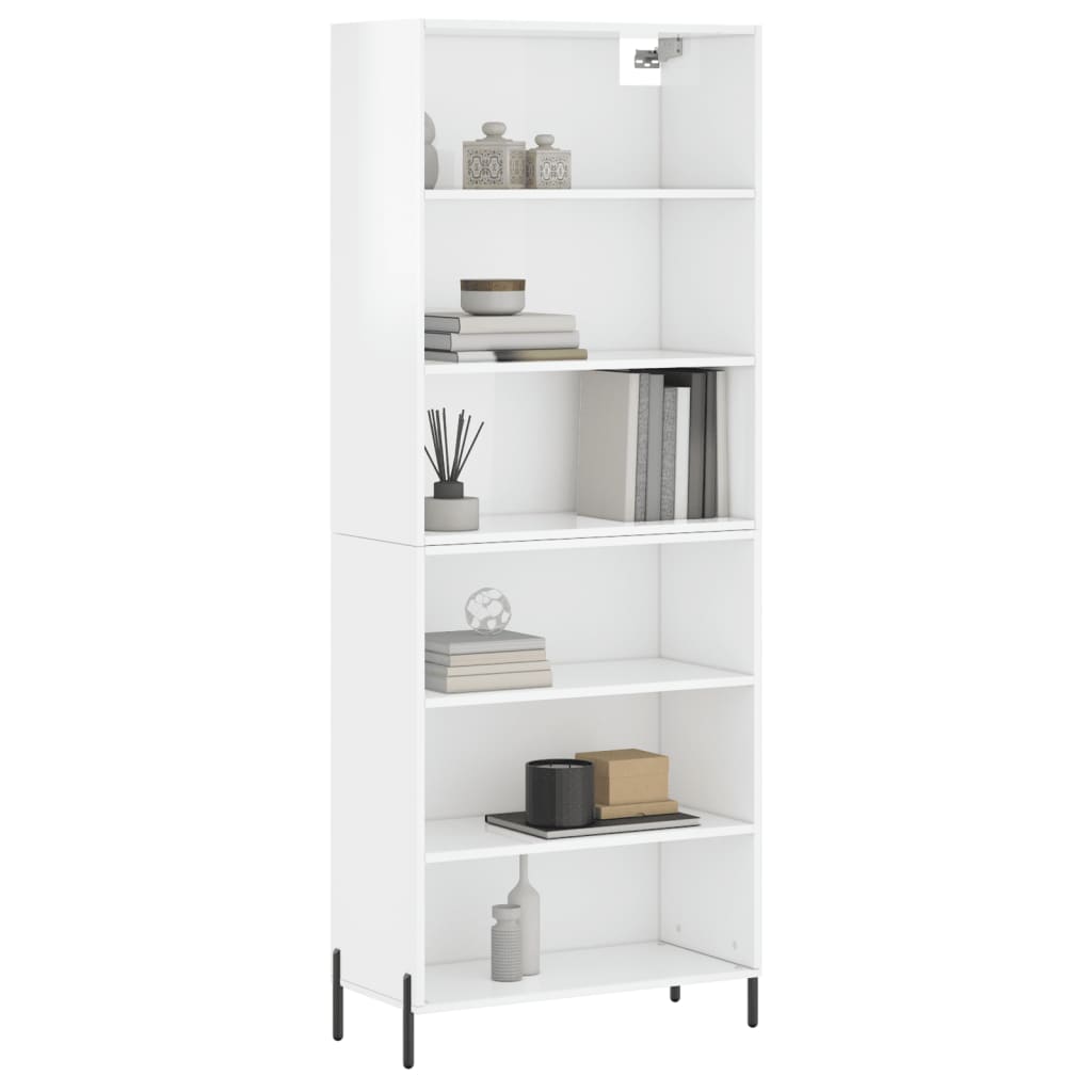 Highboard Hochglanz-Weiß 69,5x32,5x180 cm Holzwerkstoff