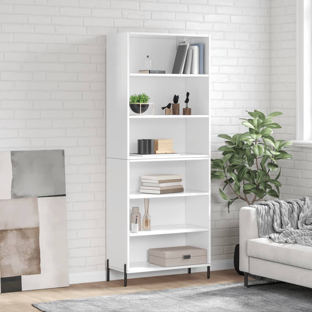 Highboard Hochglanz-Weiß 69,5x32,5x180 cm Holzwerkstoff