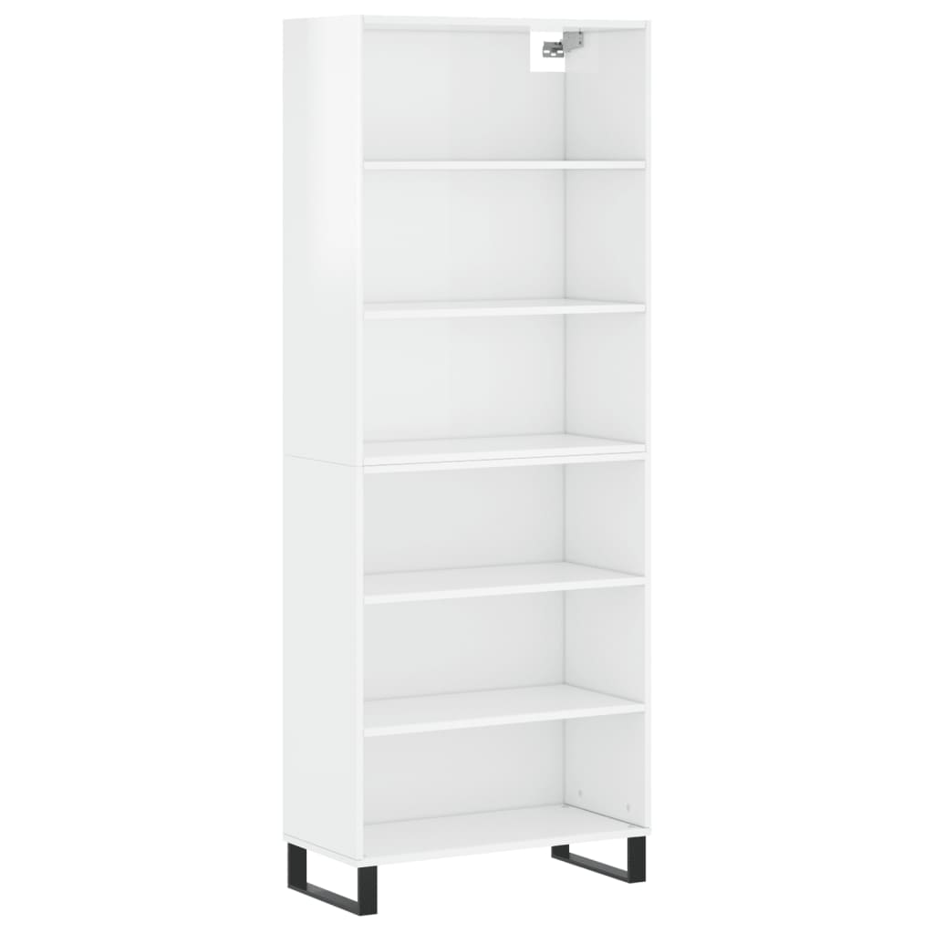 Highboard Hochglanz-Weiß 69,5x32,5x180 cm Holzwerkstoff
