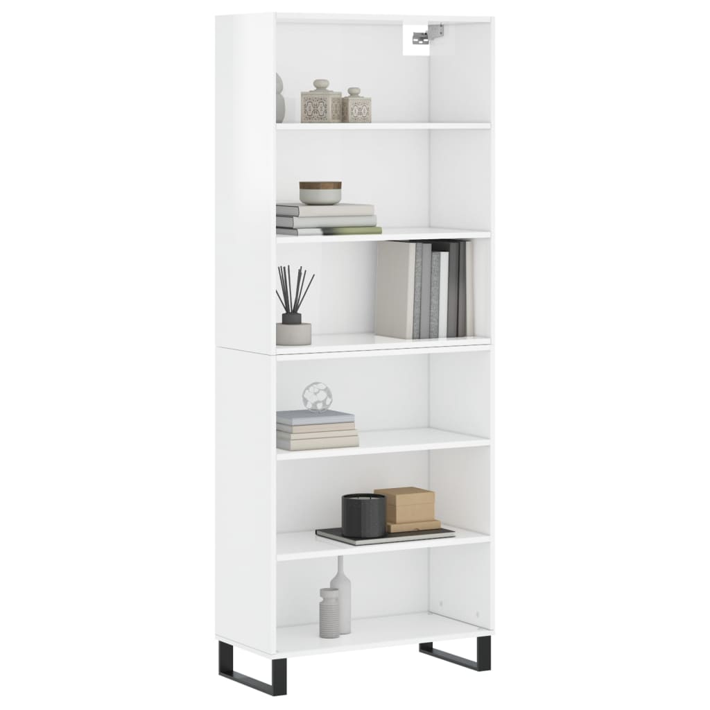Highboard Hochglanz-Weiß 69,5x32,5x180 cm Holzwerkstoff