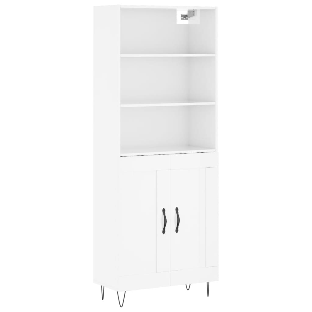 Highboard Hochglanz-Weiß 69,5x34x180 cm Holzwerkstoff