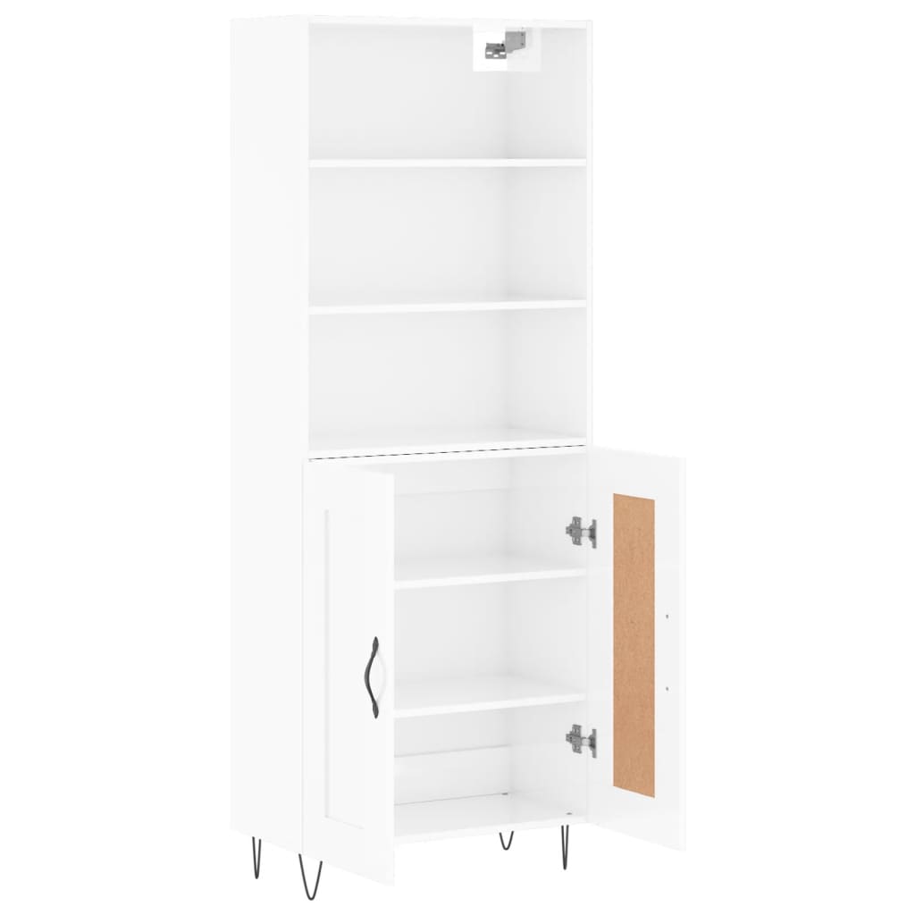 Highboard Hochglanz-Weiß 69,5x34x180 cm Holzwerkstoff