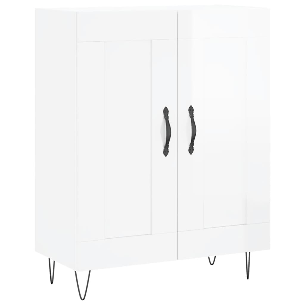Highboard Hochglanz-Weiß 69,5x34x180 cm Holzwerkstoff