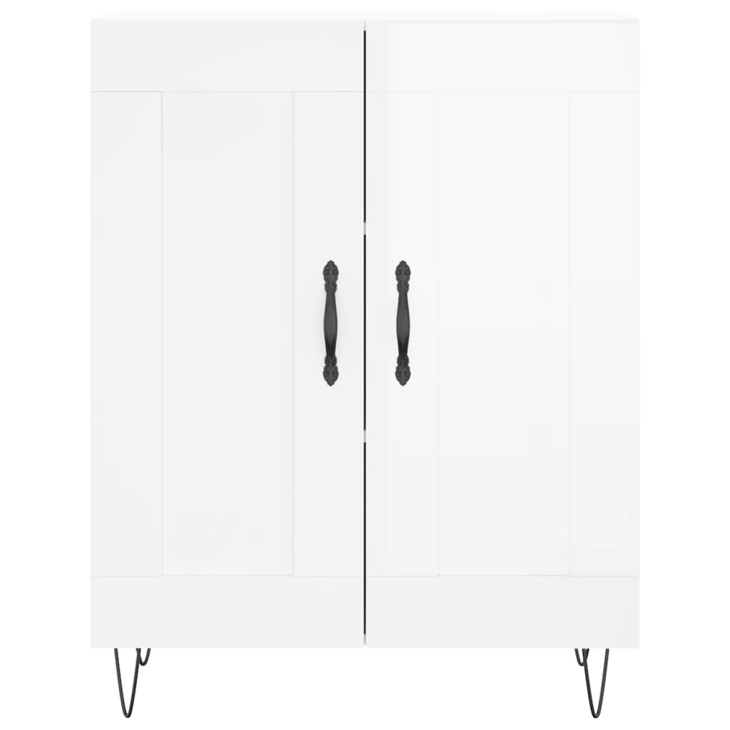 Highboard Hochglanz-Weiß 69,5x34x180 cm Holzwerkstoff