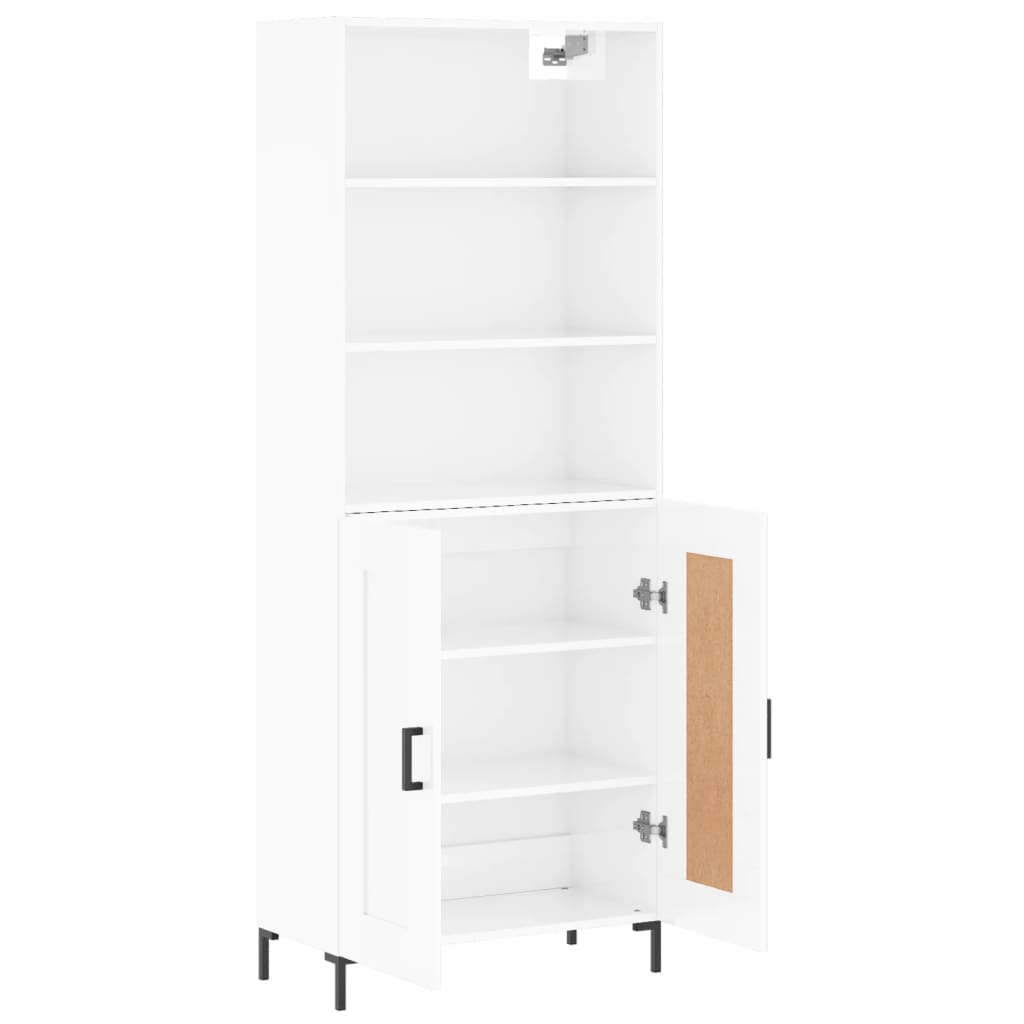 Highboard Hochglanz-Weiß 69,5x34x180 cm Holzwerkstoff