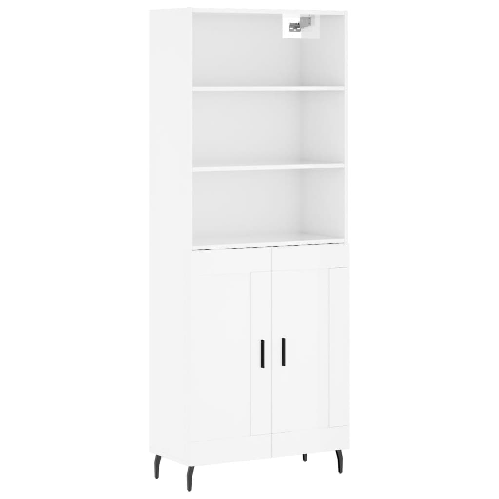 Highboard Hochglanz-Weiß 69,5x34x180 cm Holzwerkstoff