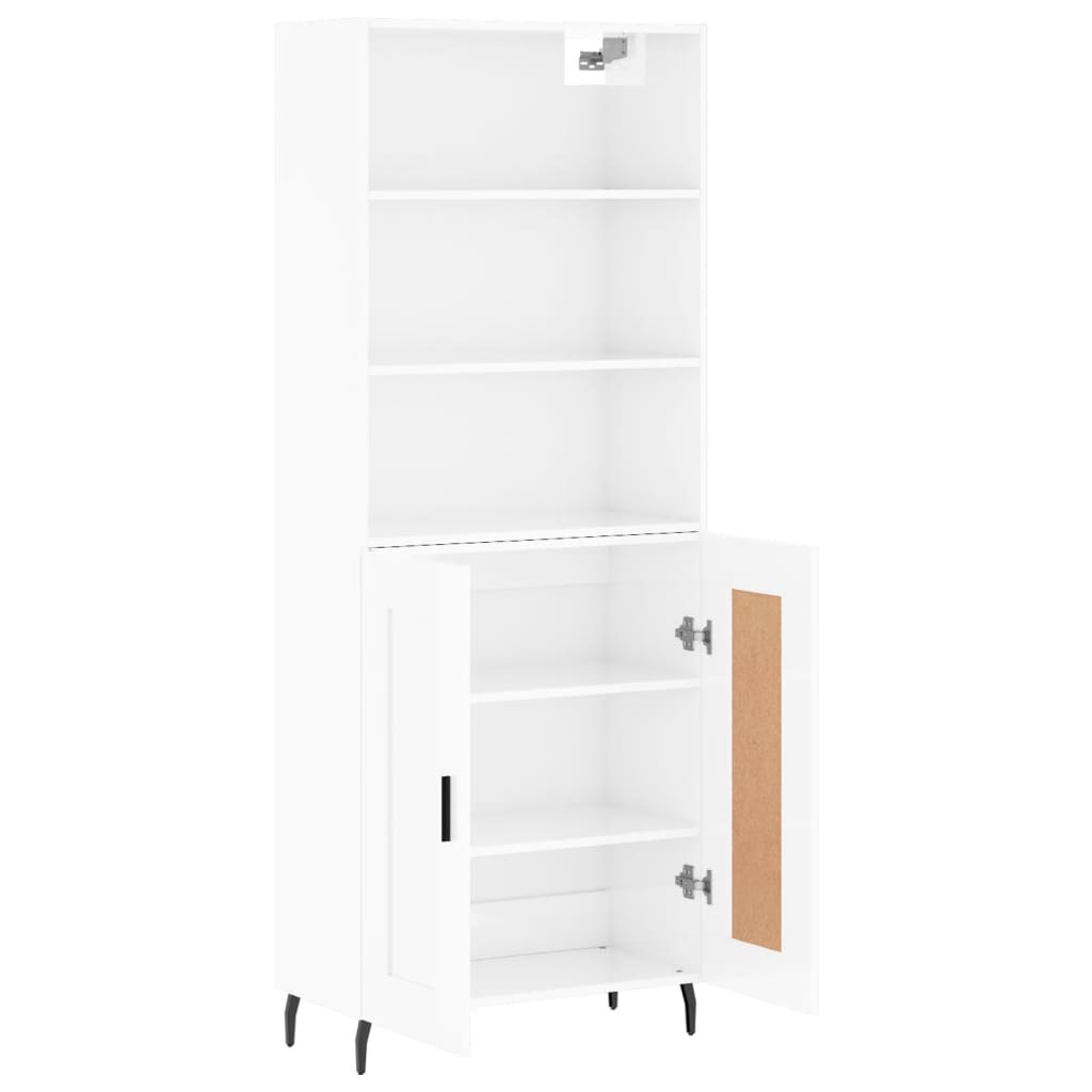 Highboard Hochglanz-Weiß 69,5x34x180 cm Holzwerkstoff