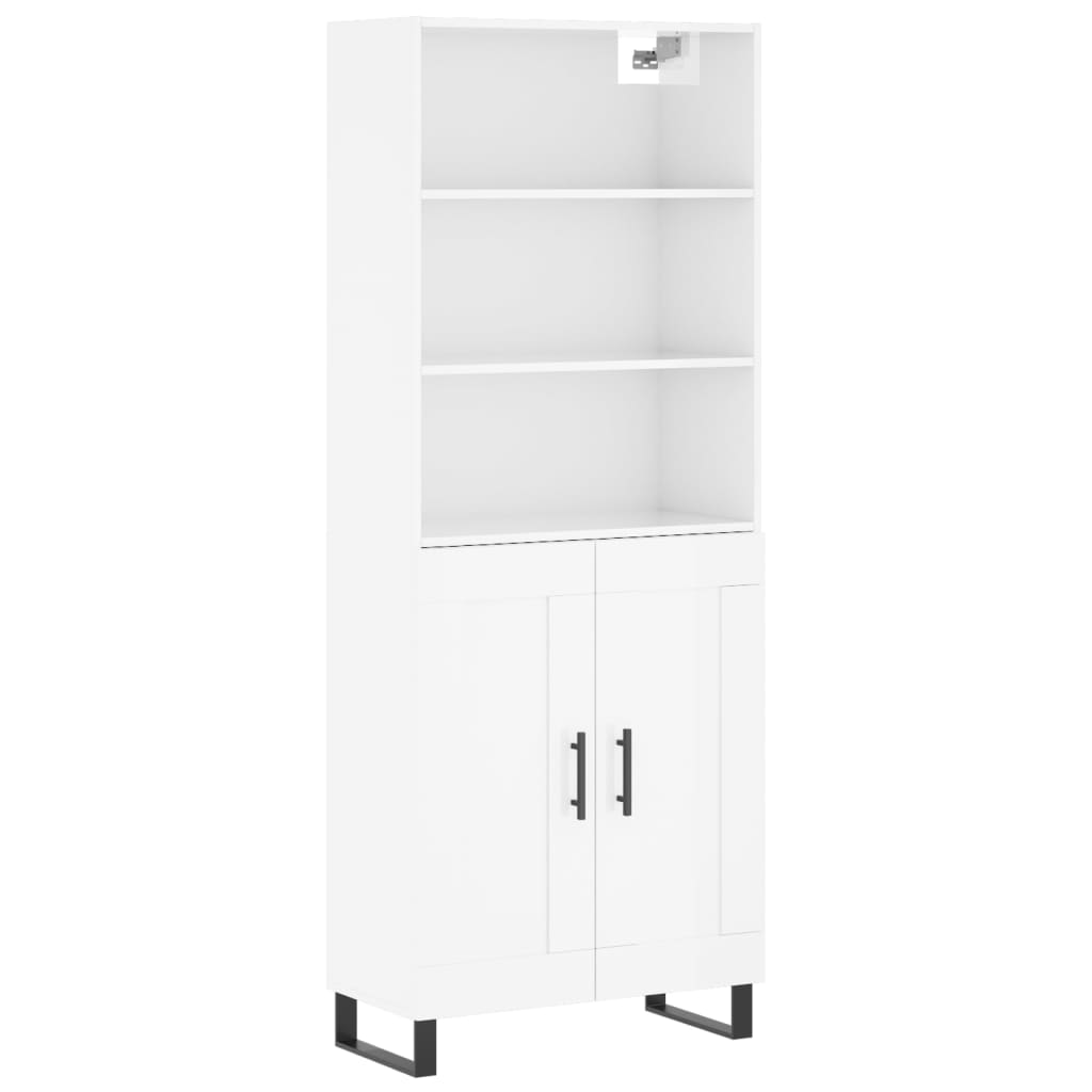 Highboard Hochglanz-Weiß 69,5x34x180 cm Holzwerkstoff