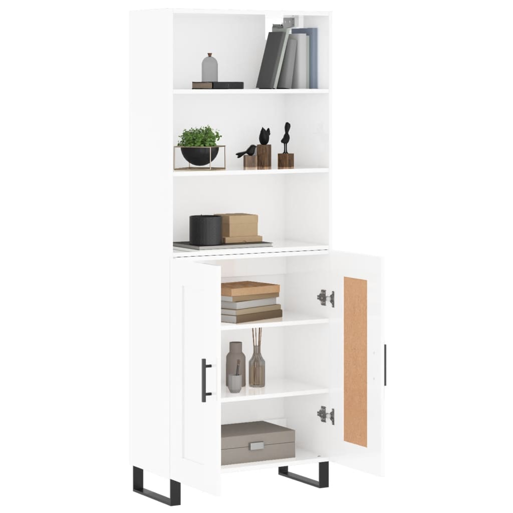 Highboard Hochglanz-Weiß 69,5x34x180 cm Holzwerkstoff