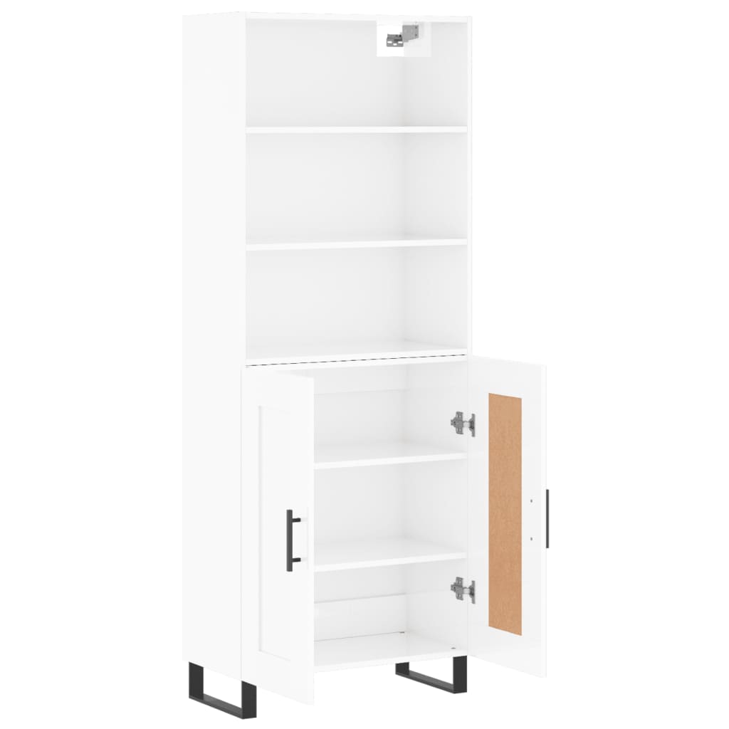Highboard Hochglanz-Weiß 69,5x34x180 cm Holzwerkstoff