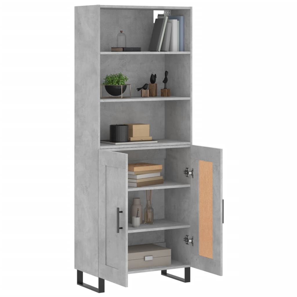 Highboard Betongrau 69,5x34x180 cm Holzwerkstoff