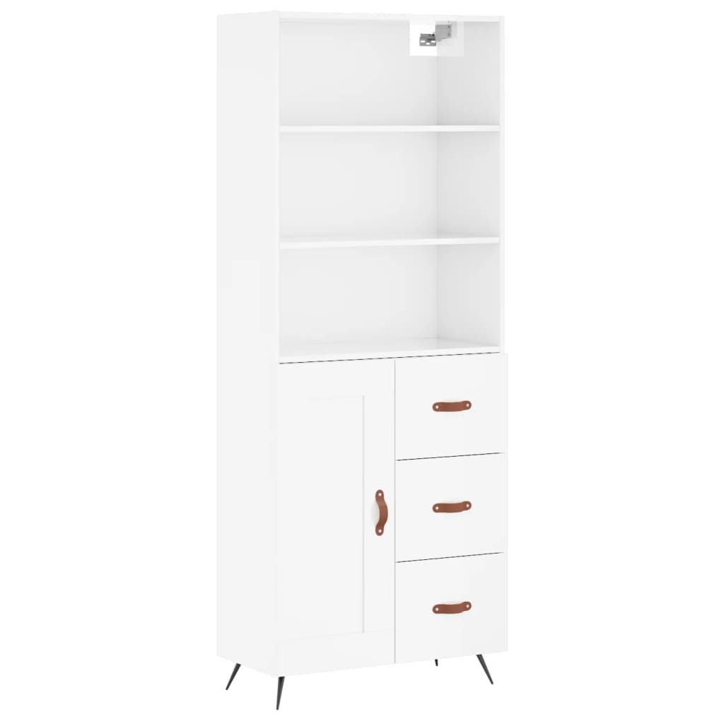 Highboard Hochglanz-Weiß 69,5x34x180 cm Holzwerkstoff