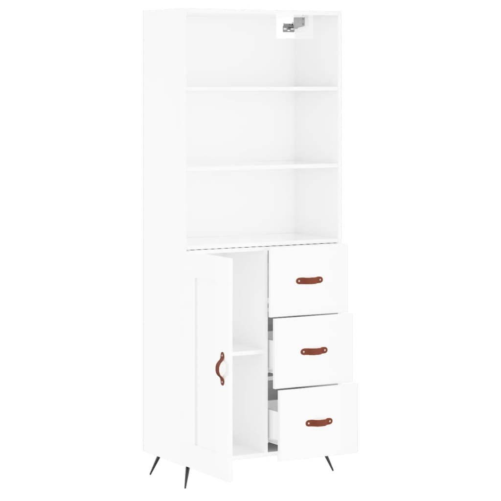 Highboard Hochglanz-Weiß 69,5x34x180 cm Holzwerkstoff