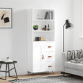 Highboard Hochglanz-Weiß 69,5x34x180 cm Holzwerkstoff