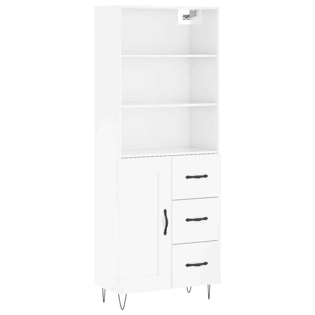 Highboard Hochglanz-Weiß 69,5x34x180 cm Holzwerkstoff