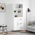 Highboard Hochglanz-Weiß 69,5x34x180 cm Holzwerkstoff