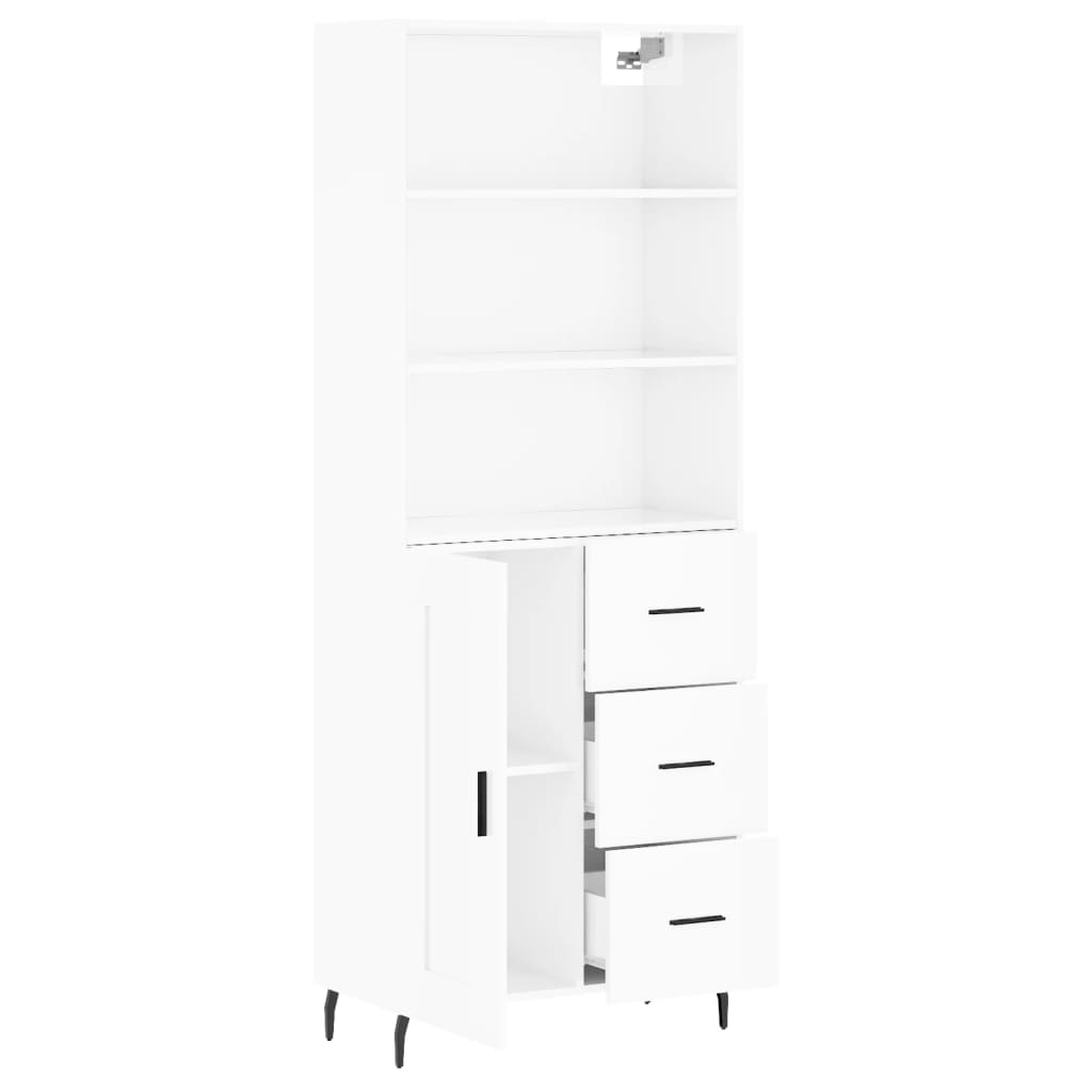Highboard Hochglanz-Weiß 69,5x34x180 cm Holzwerkstoff