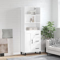 Highboard Hochglanz-Weiß 69,5x34x180 cm Holzwerkstoff