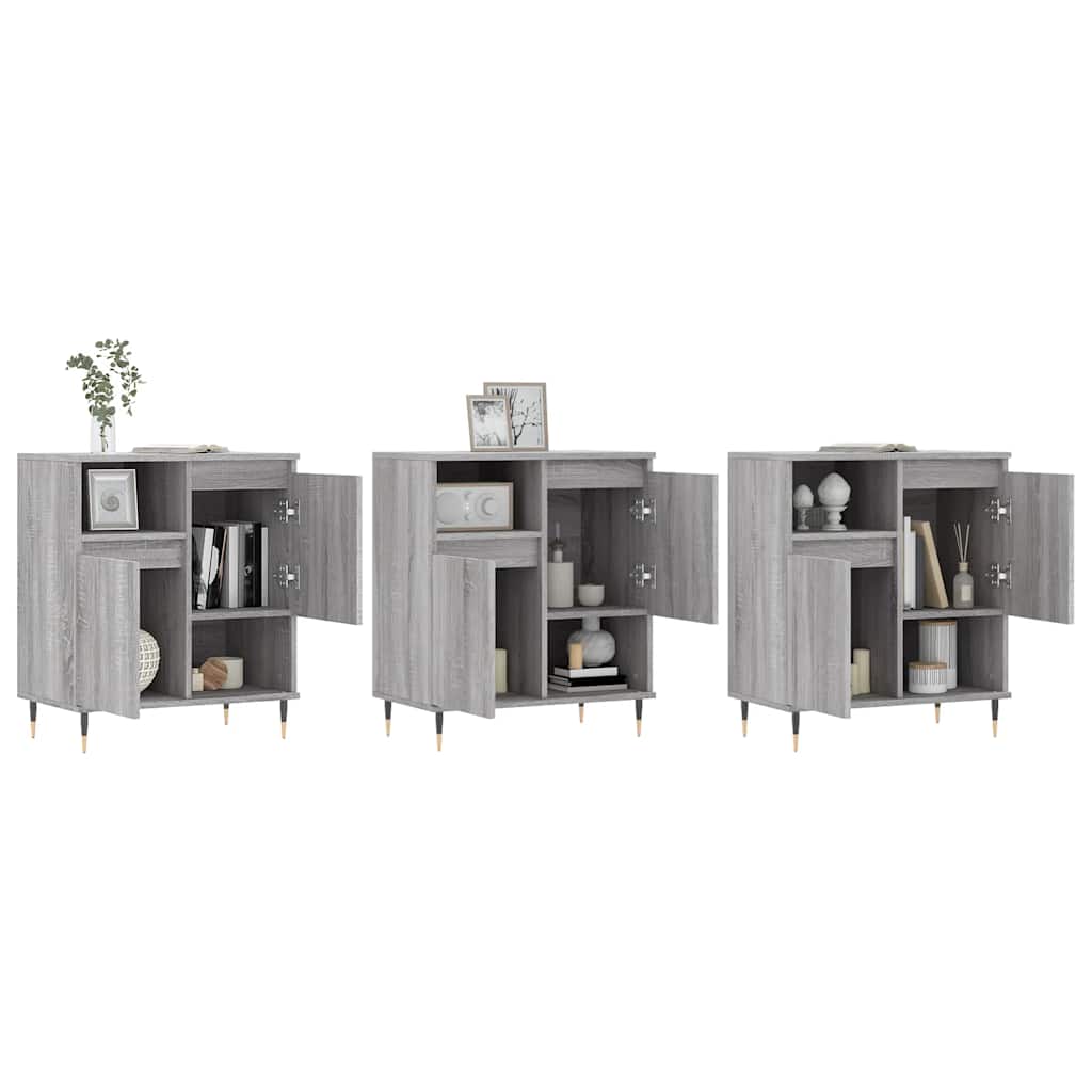 Sideboards 3 Stk. Grau Sonoma Holzwerkstoff