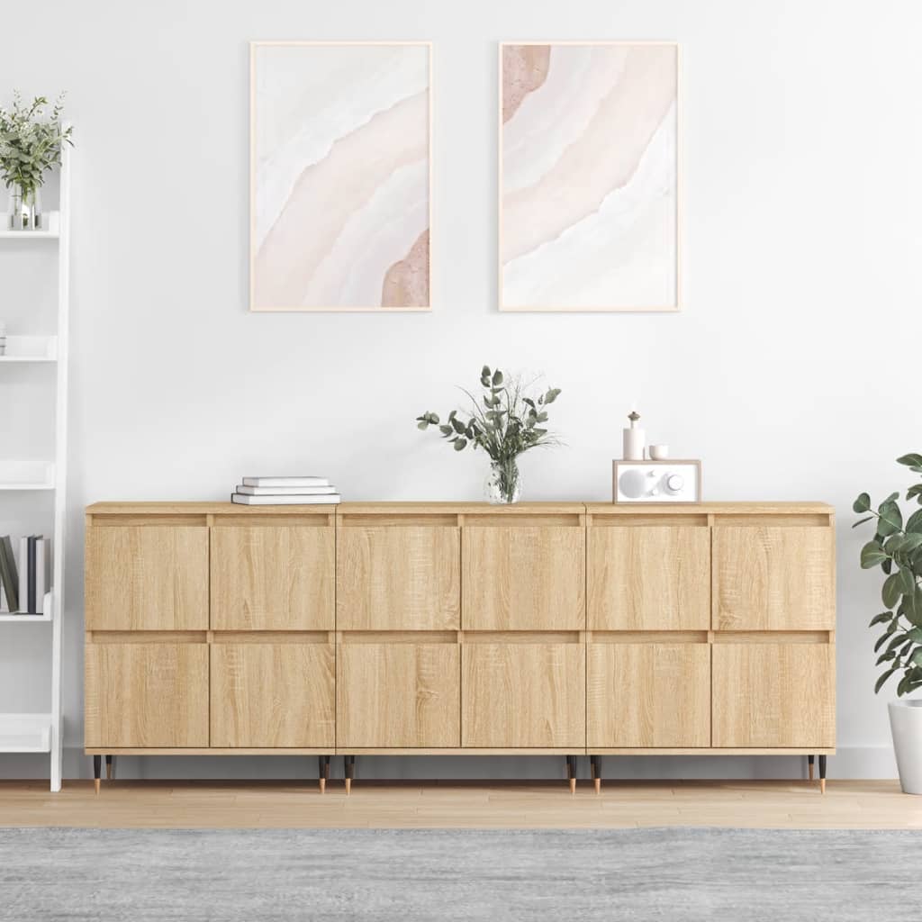Sideboards 3 Stk. Sonoma-Eiche Holzwerkstoff
