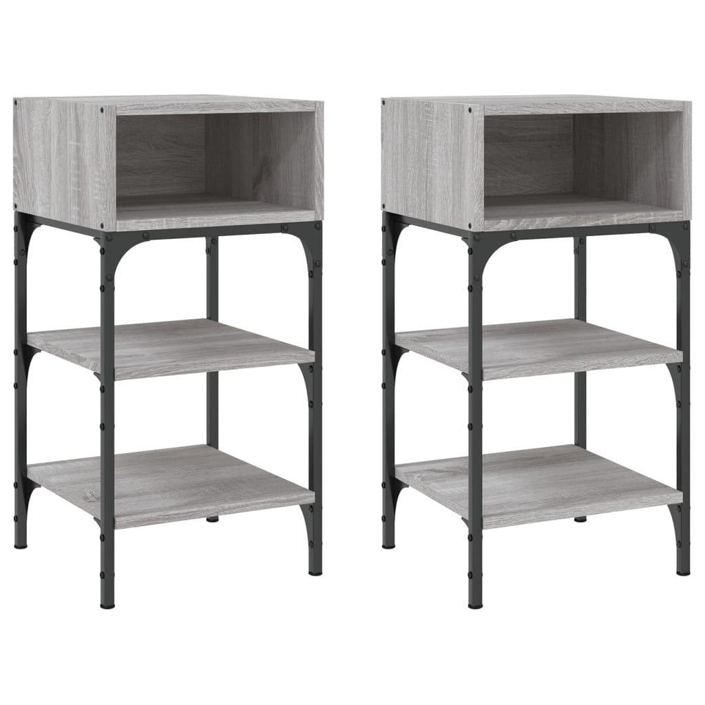 Nachttische 2 Stk. Grau Sonoma 35x34,5x70 cm Holzwerkstoff
