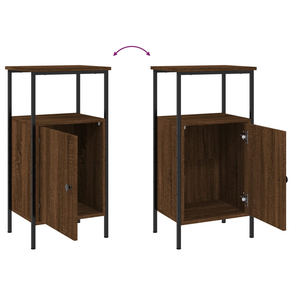 Nachttische 2 Stk. Braun Eichen-Optik 41x31x80 cm Holzwerkstoff