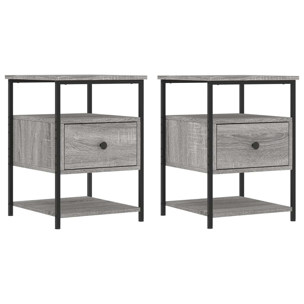 Nachttische 2 Stk. Grau Sonoma 40x42x56 cm Holzwerkstoff
