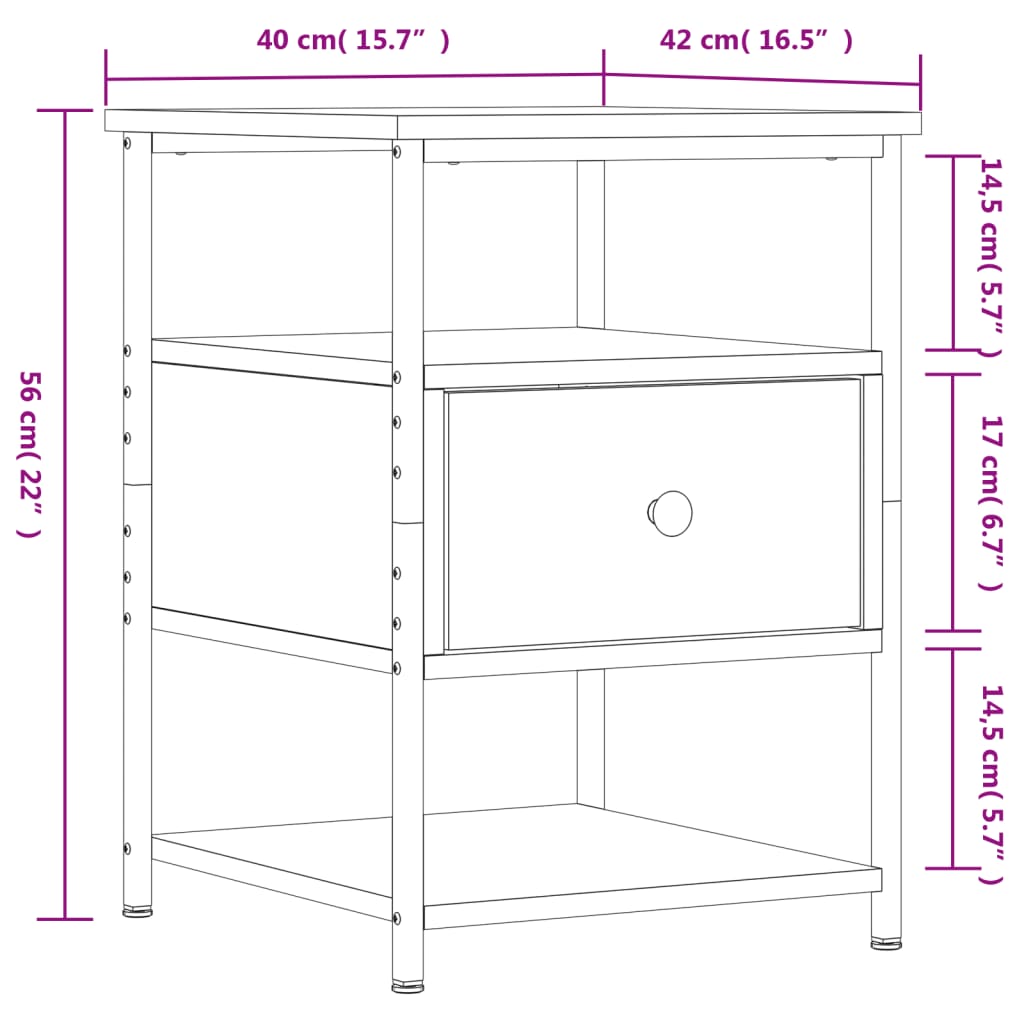 Nachttisch Braun Eichen-Optik 40x42x56 cm Holzwerkstoff