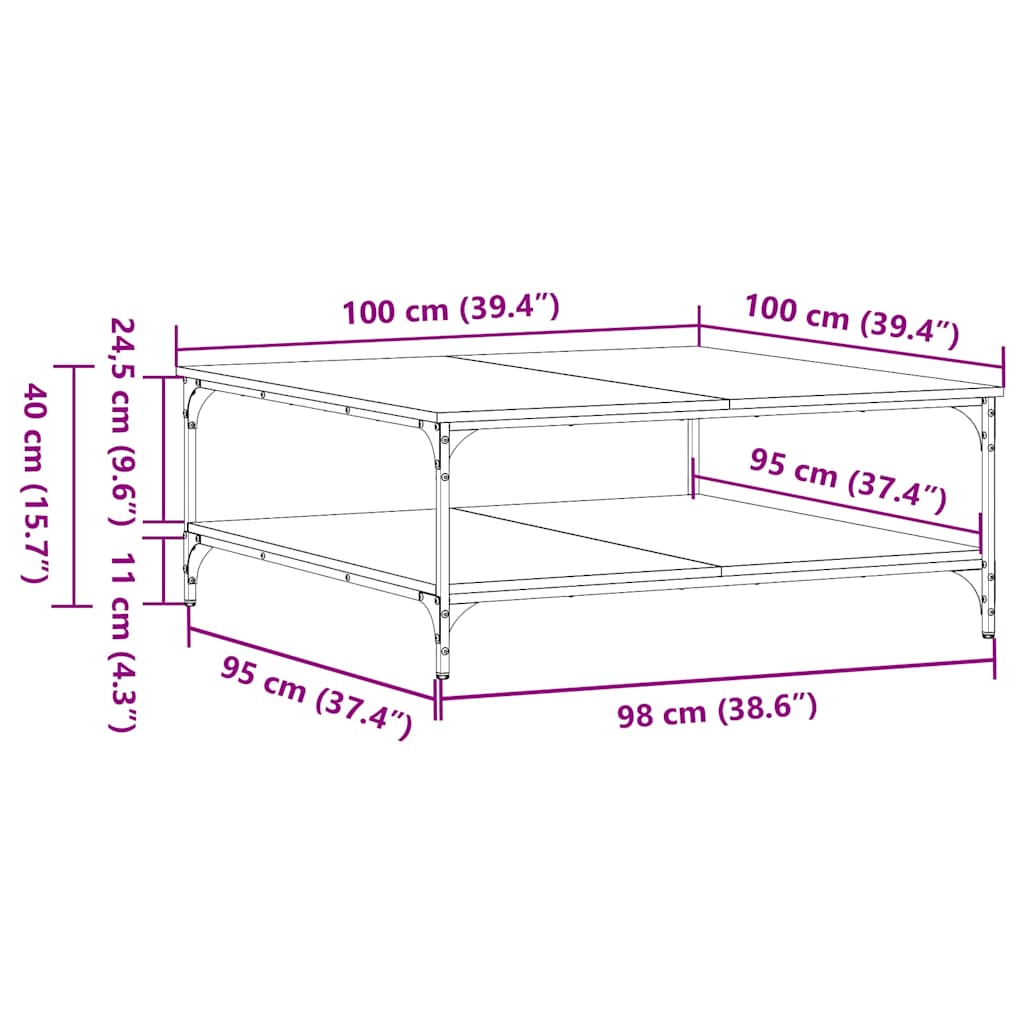 Couchtisch Braun Eichen-Optik 100x100x40 cm Holzwerkstoff