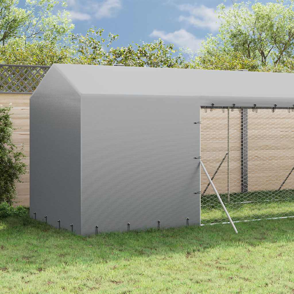 Outdoor-Hundezwinger mit Dach Silbern 2x10x2,5 m Stahl Verzinkt