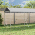 Outdoor-Hundezwinger mit Dach Silbern 2x10x2,5 m Stahl Verzinkt
