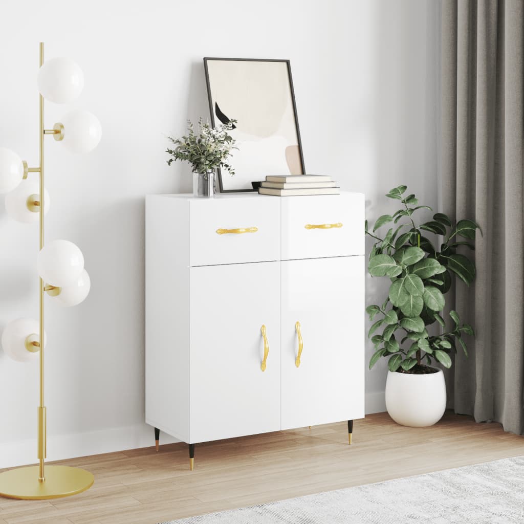 Sideboard Hochglanz-Weiß 69,5x34x90 cm Holzwerkstoff