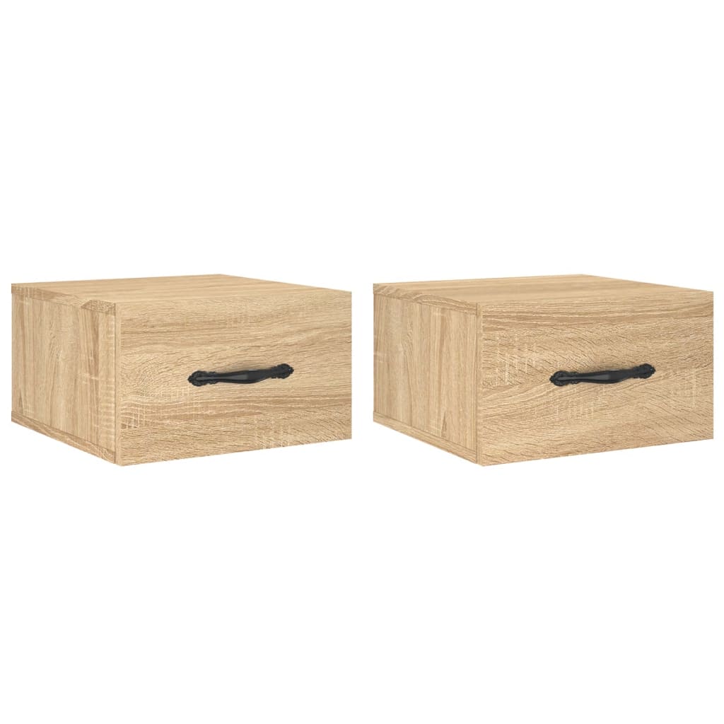 Wand-Nachttische 2 Stk. Sonoma-Eiche 35x35x20 cm