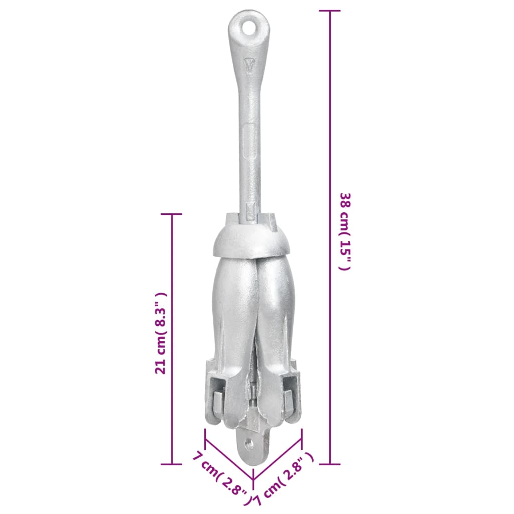 Klappanker mit Seil Silbern 2,5 kg Temperguss