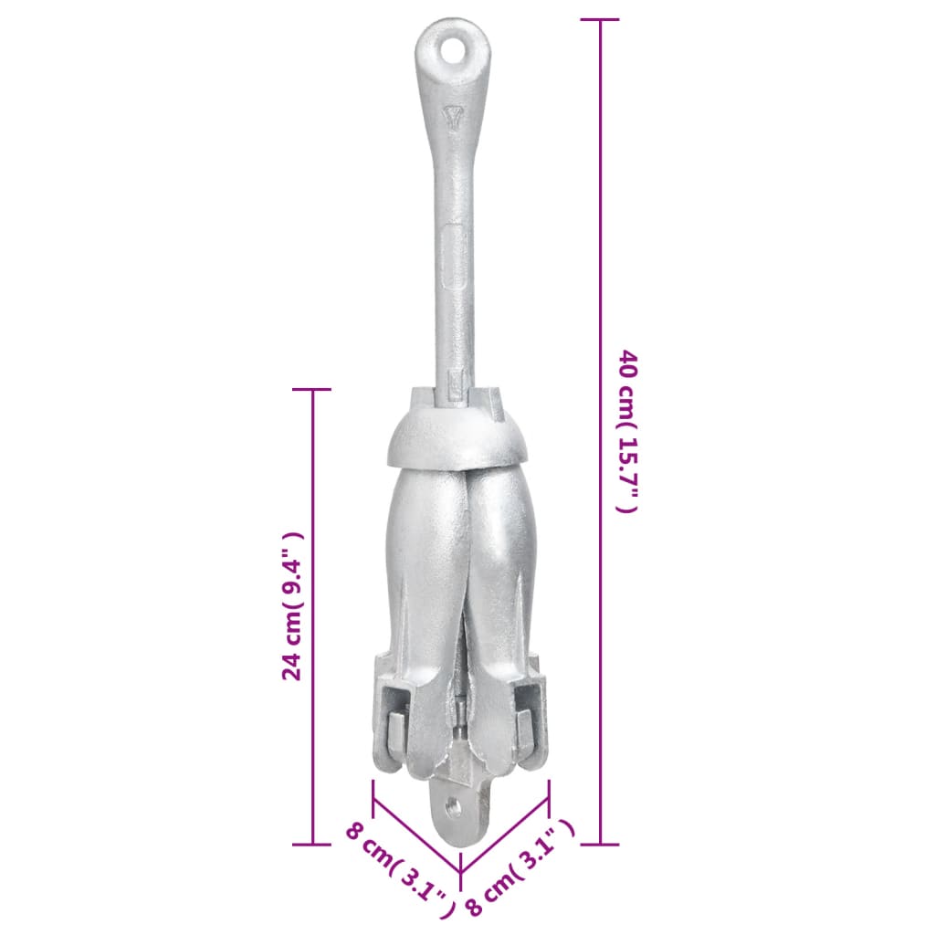 Klappanker mit Seil Silbern 3,2 kg Temperguss