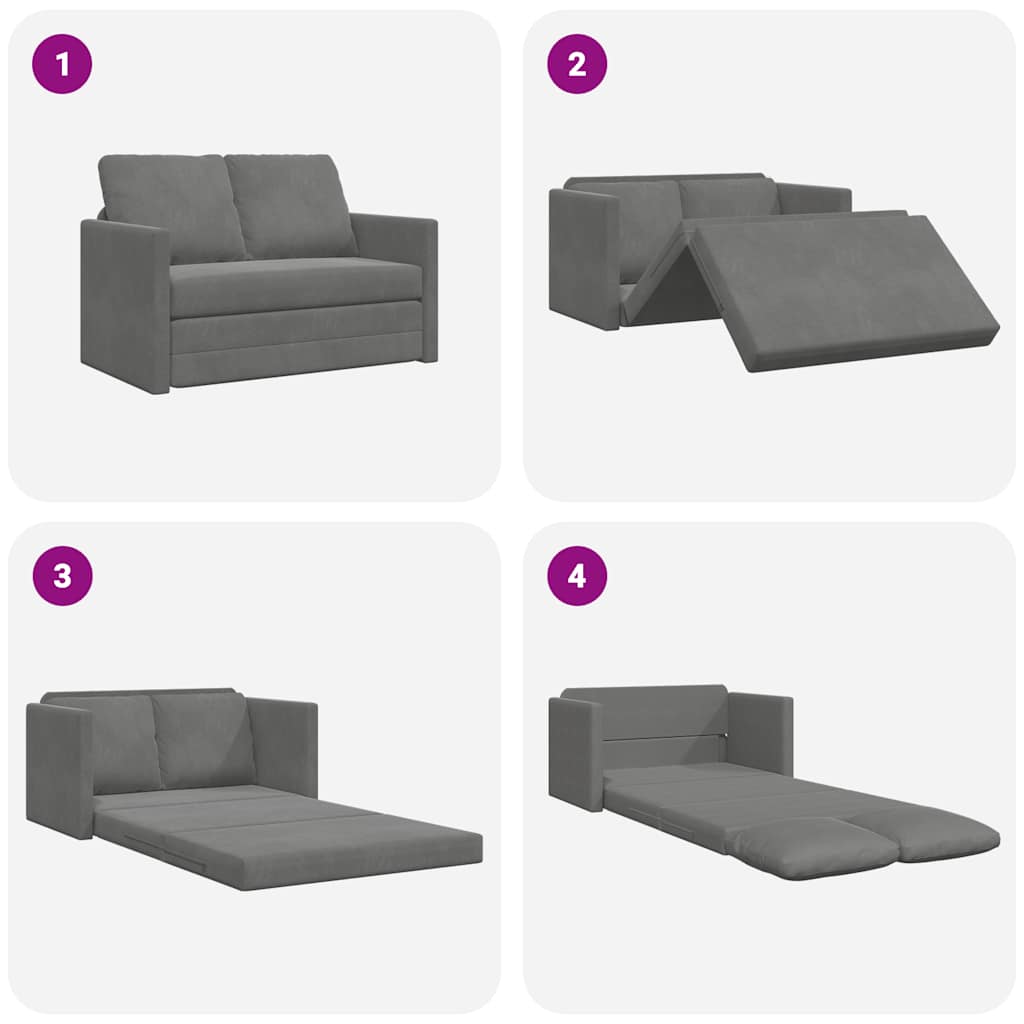Bodensofa mit Schlaffunktion Dunkelgrau 122x204x55 cm Samt