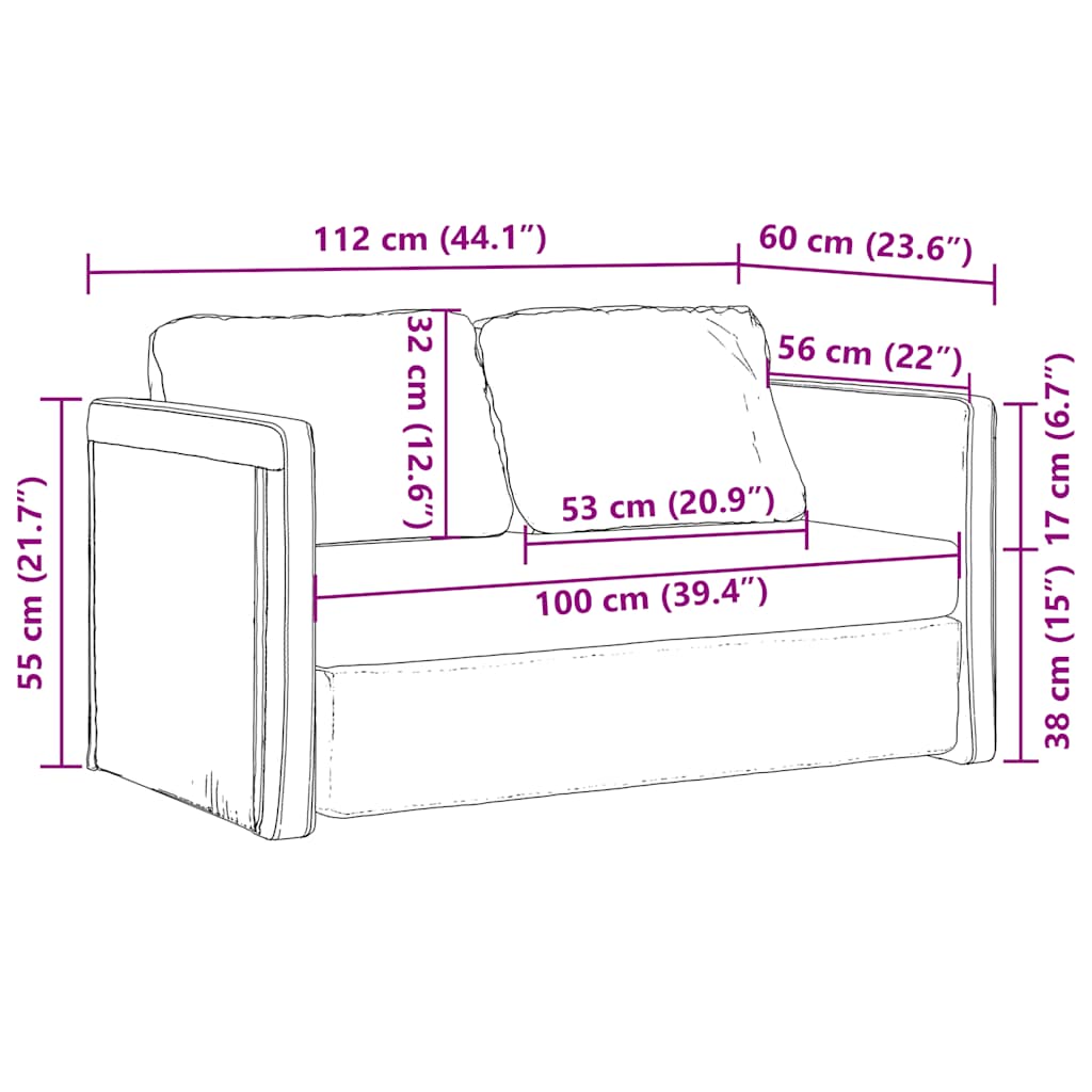 Bodensofa mit Schlaffunktion Schwarz 112x174x55 cm Stoff
