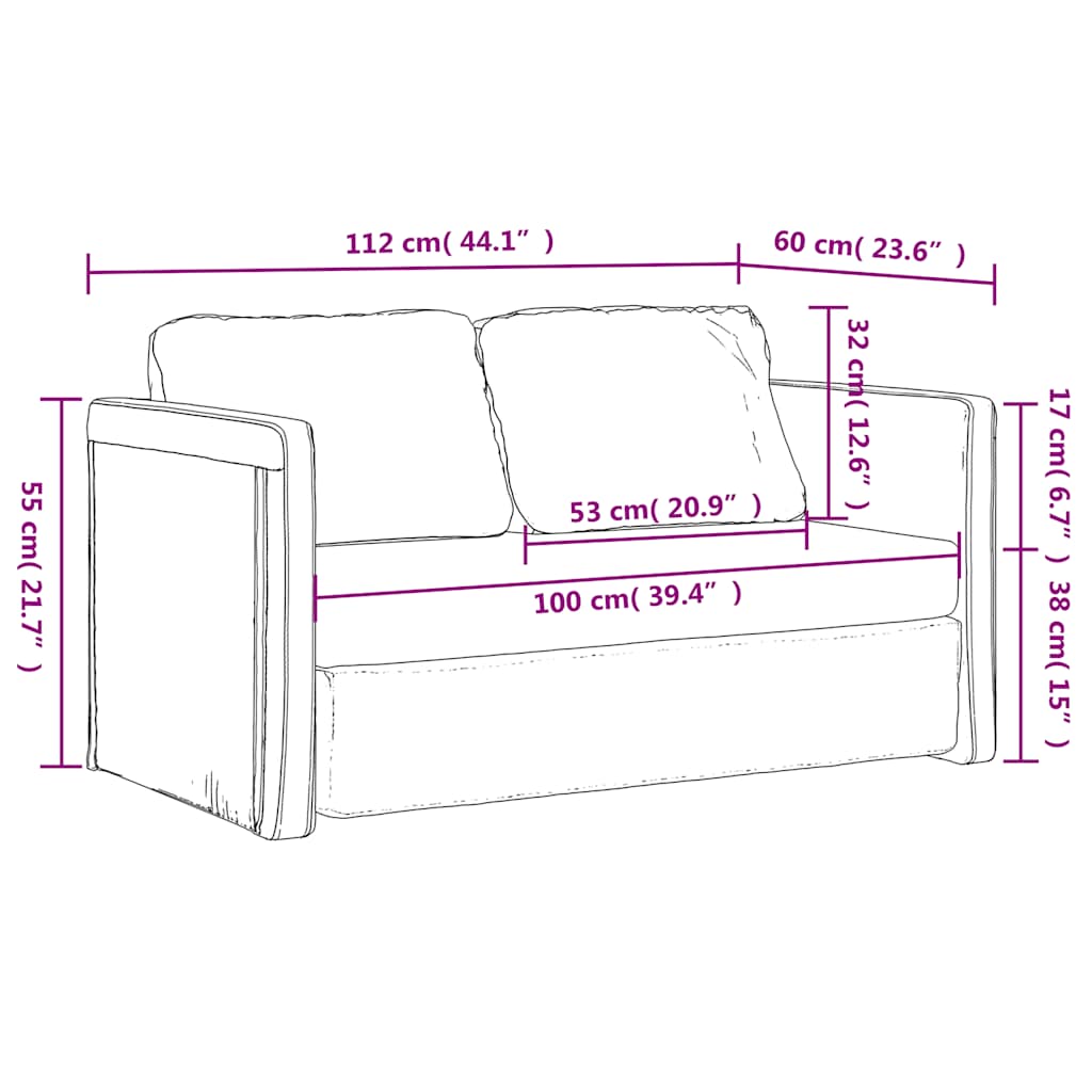 Bodensofa mit Schlaffunktion Schwarz 112x174x55 cm Kunstleder