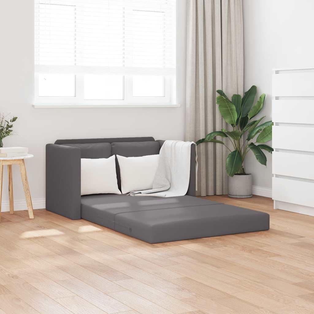 Bodensofa mit Schlaffunktion Grau 112x174x55 cm Kunstleder