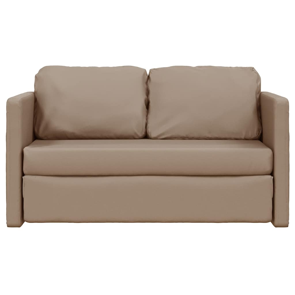 Bodensofa mit Schlaffunktion Cappuccino-Braun Kunstleder