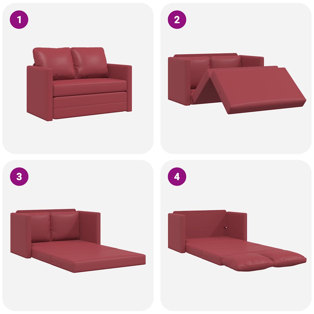 Bodensofa mit Schlaffunktion Weinrot 112x174x55 cm Kunstleder