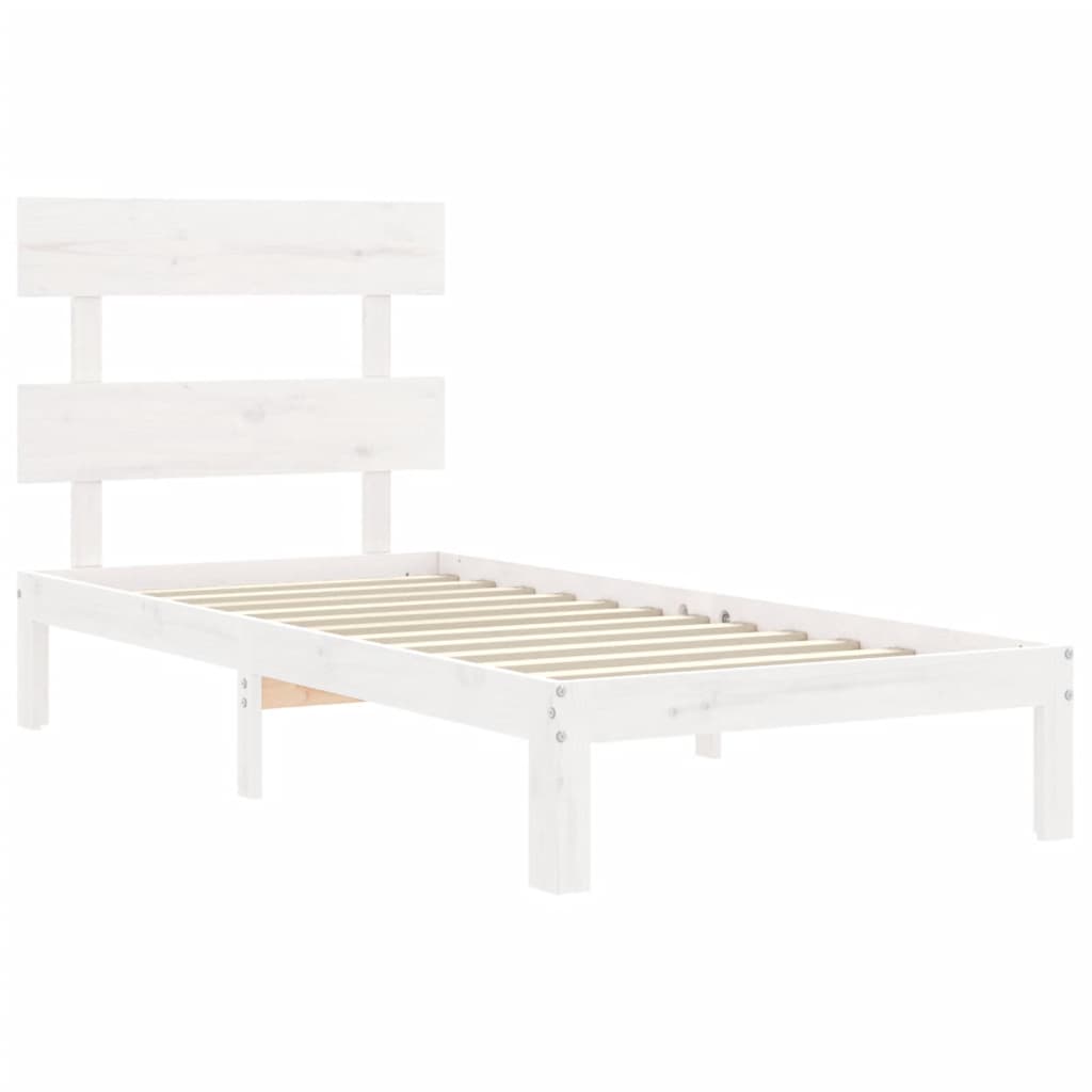 Massivholzbett ohne Matratze Weiß 100x200 cm Kiefernholz