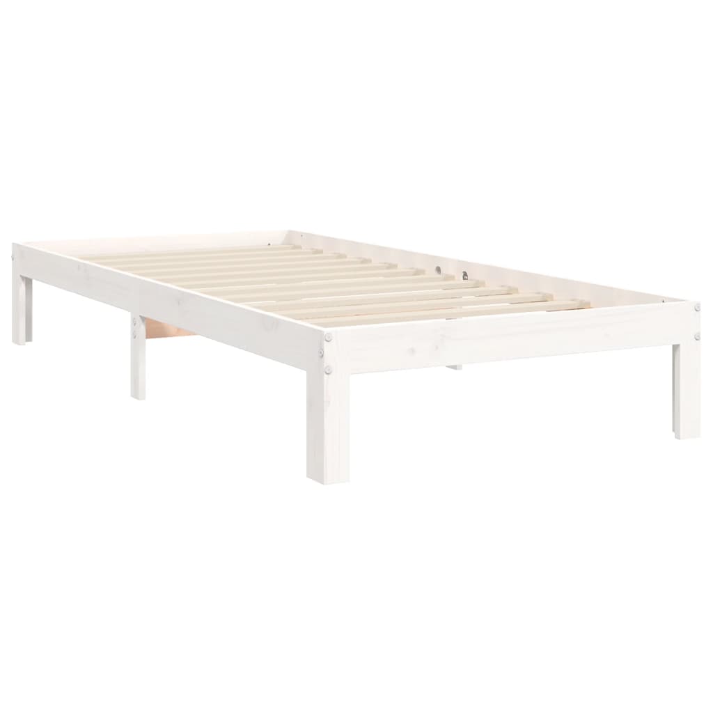 Massivholzbett ohne Matratze Weiß 100x200 cm Kiefernholz