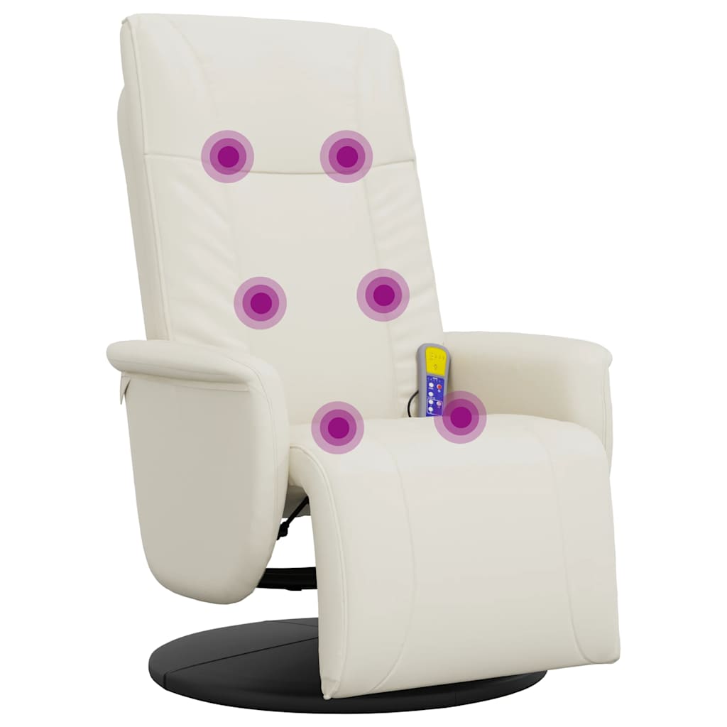 Massagesessel mit Fußteil Creme Kunstleder
