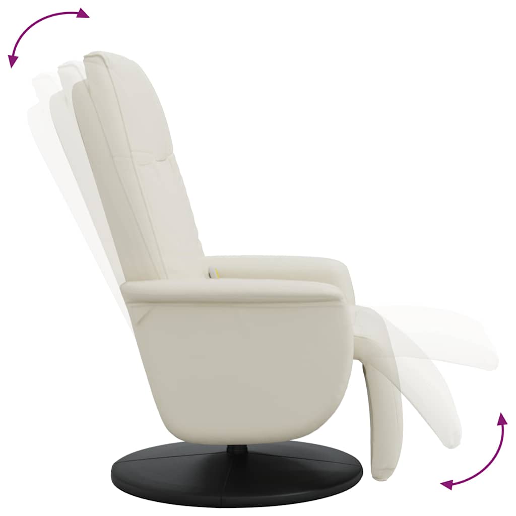 Massagesessel mit Fußteil Creme Kunstleder