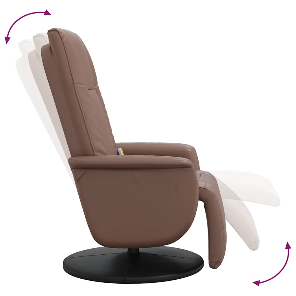 Massagesessel mit Fußteil Braun Kunstleder