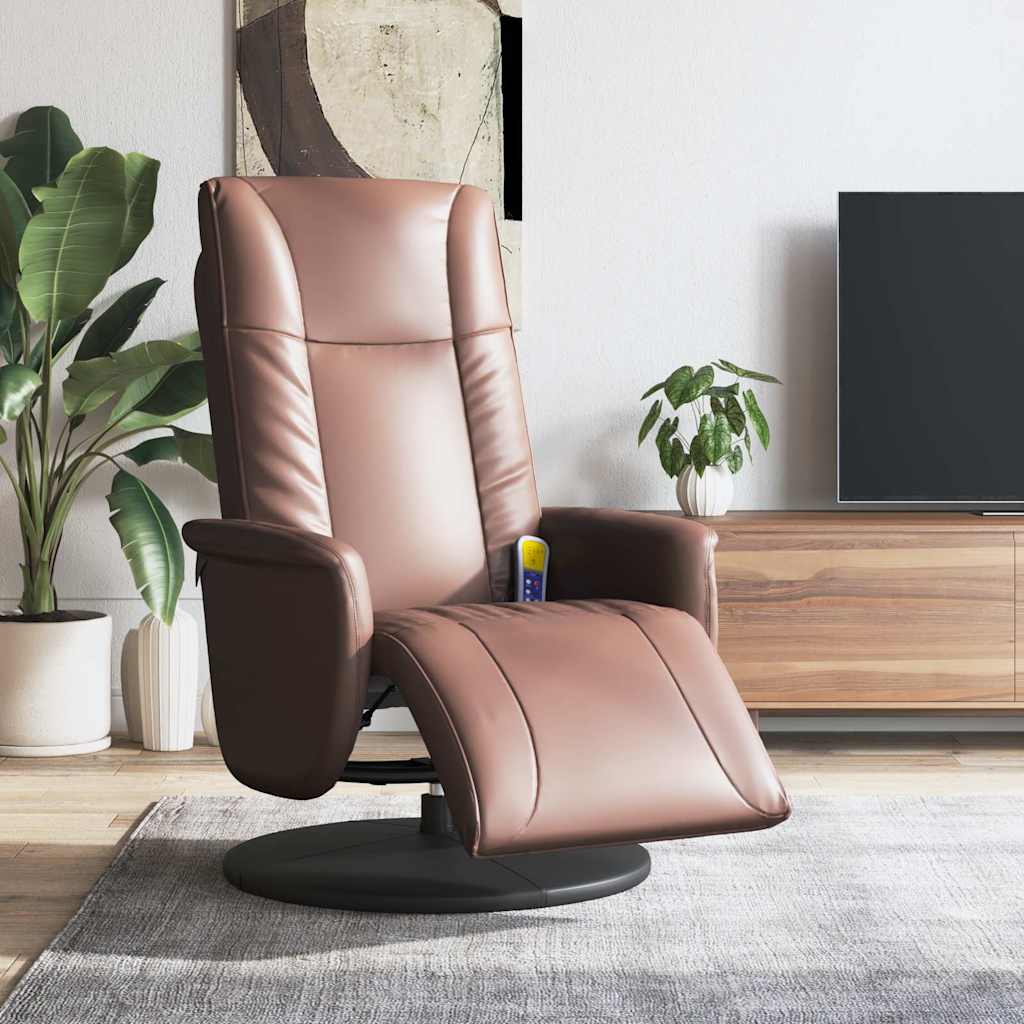 Massagesessel mit Fußteil Braun Kunstleder