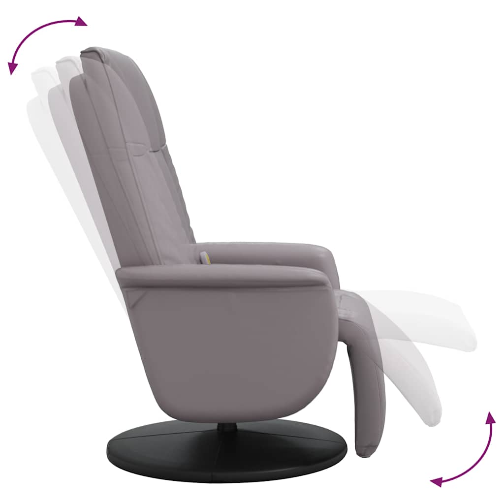 Massagesessel mit Fußteil Grau Kunstleder