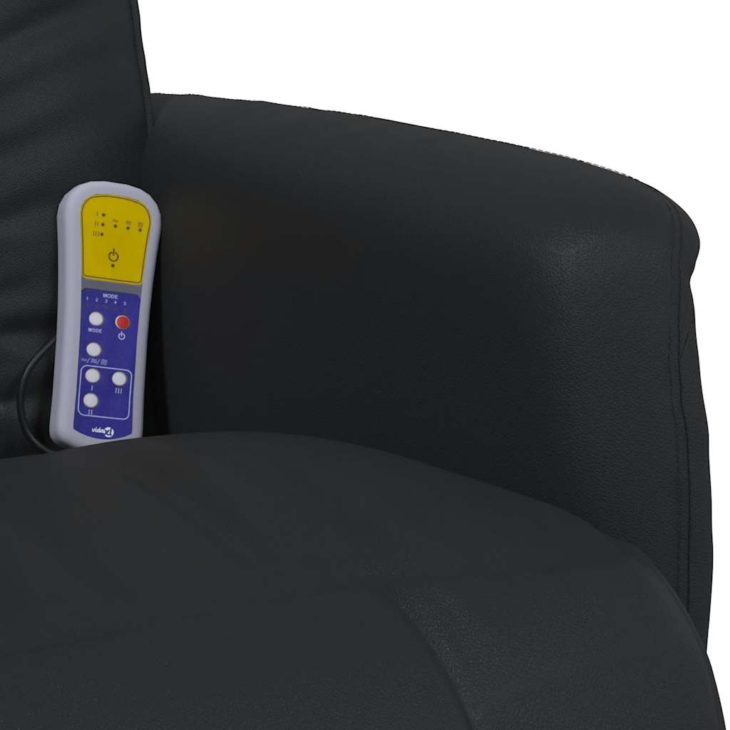 Massagesessel mit Fußteil Schwarz Kunstleder